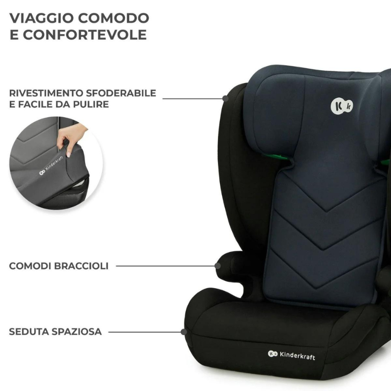 Kinderkraft Seggiolino Auto 2in1 I-SPARK i-Size Black