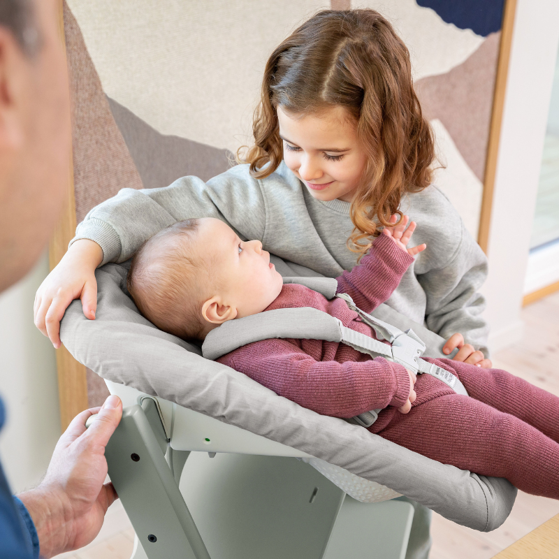 Stokke Promo Tripp Trapp Glacier green con Newborn e Baby set