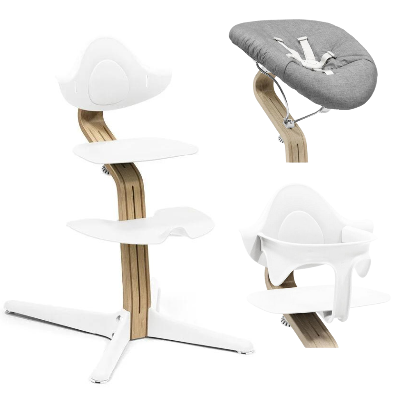 Stokke Promo Sedia Nomi Oak White Con Newborn e Babyset in Omaggio