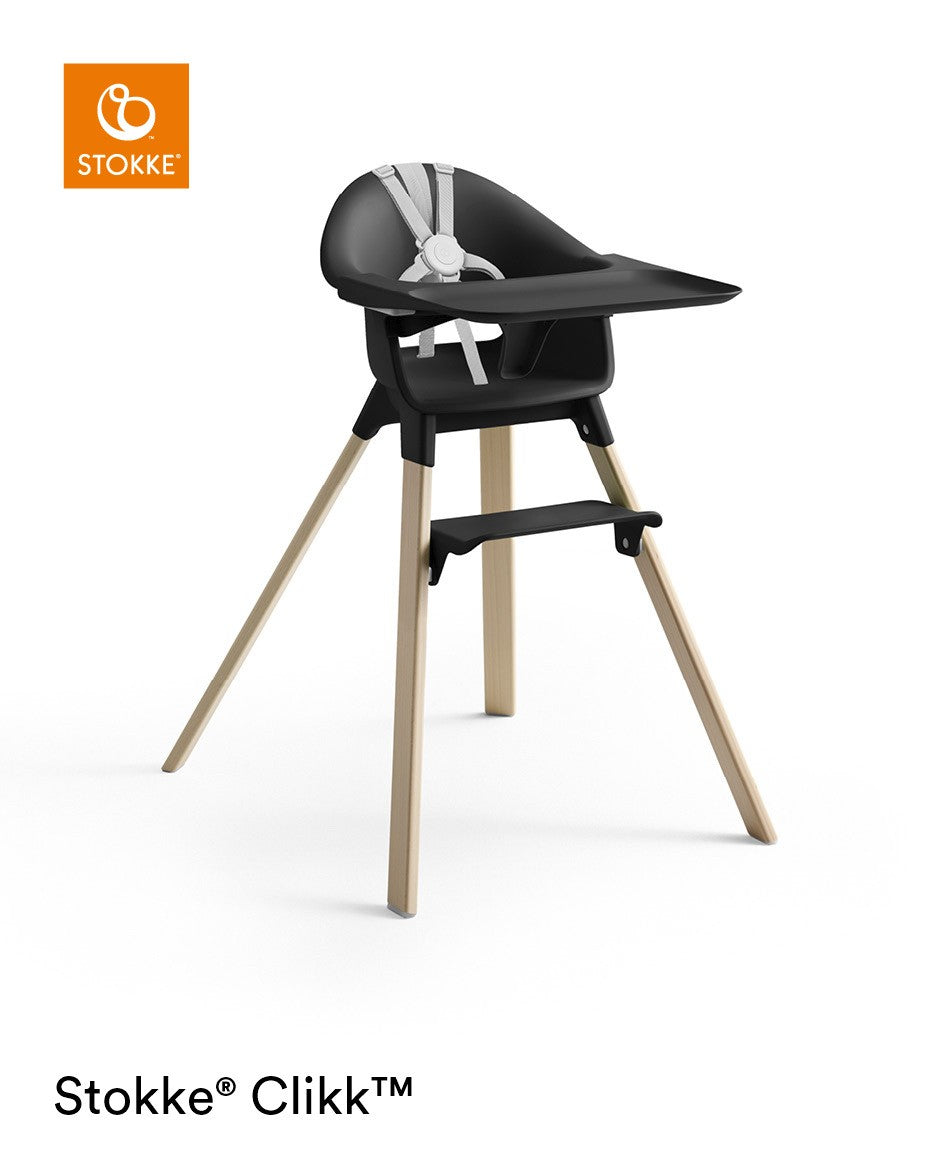 Stokke Clikk Black Natural con cuscino omaggio Nordic Grey