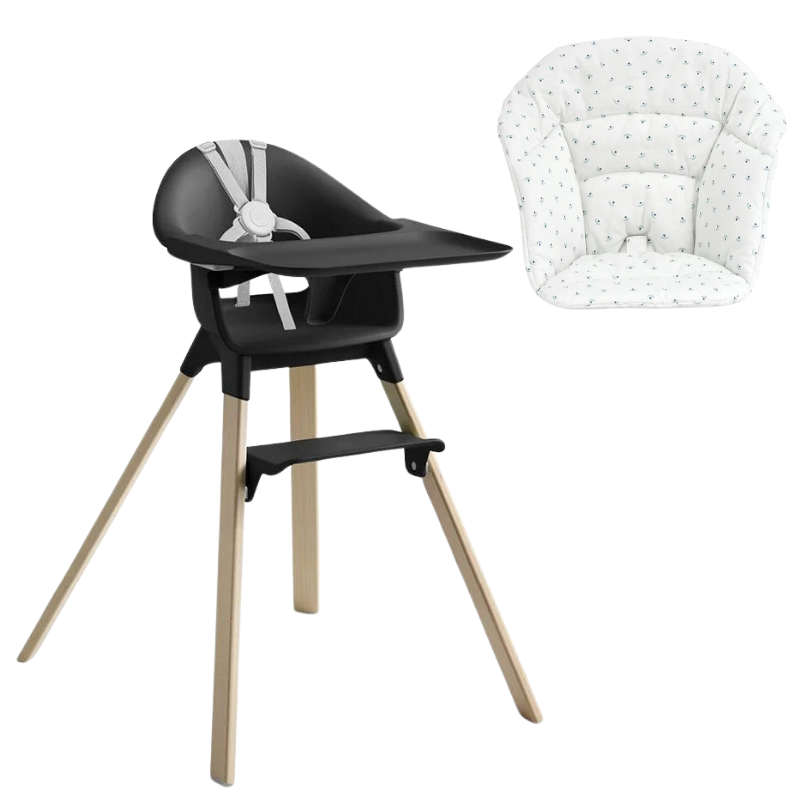 Stokke Clikk Black Natural con cuscino omaggio Blueberry Boat