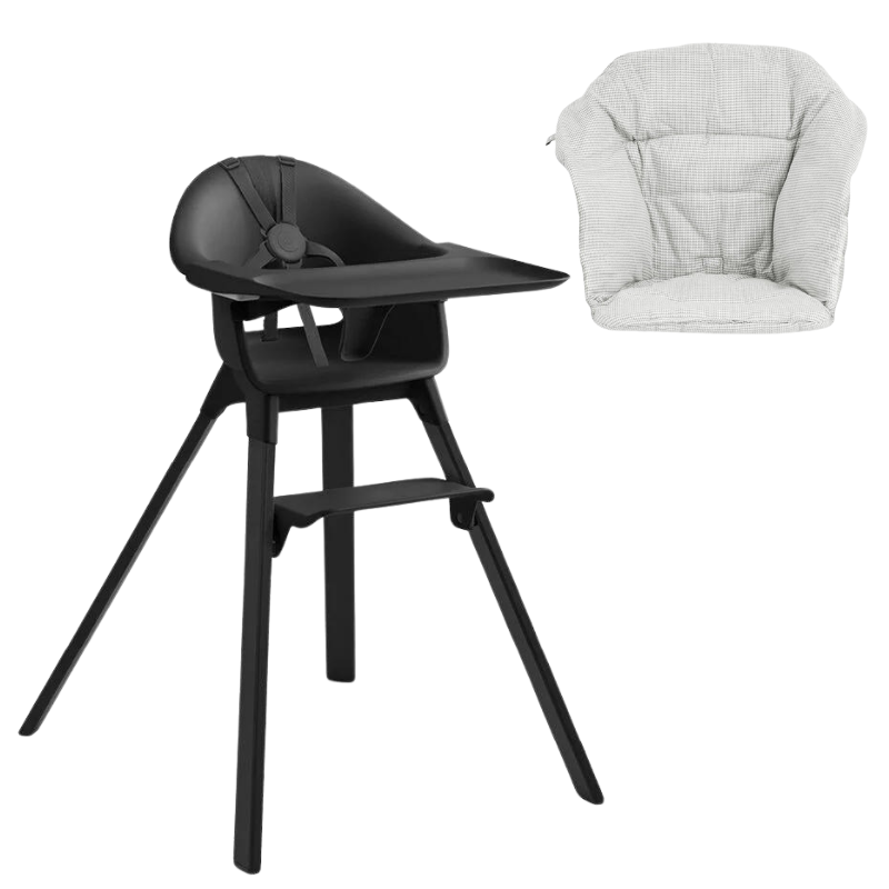 Stokke Clikk Midnight Black con cuscino omaggio Nordic Grey