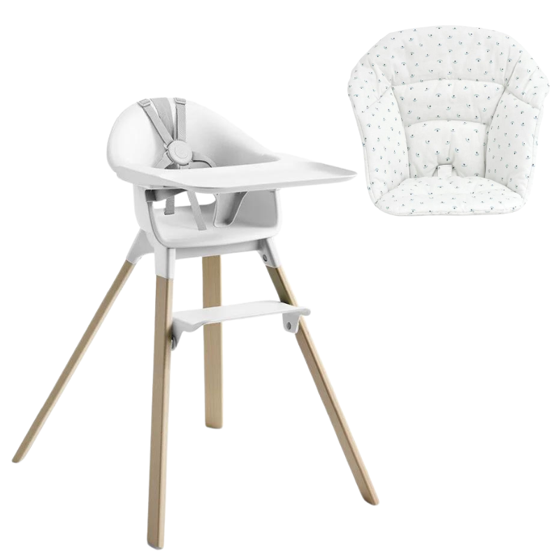 Stokke Clikk White con cuscino omaggio Blueberry Boat
