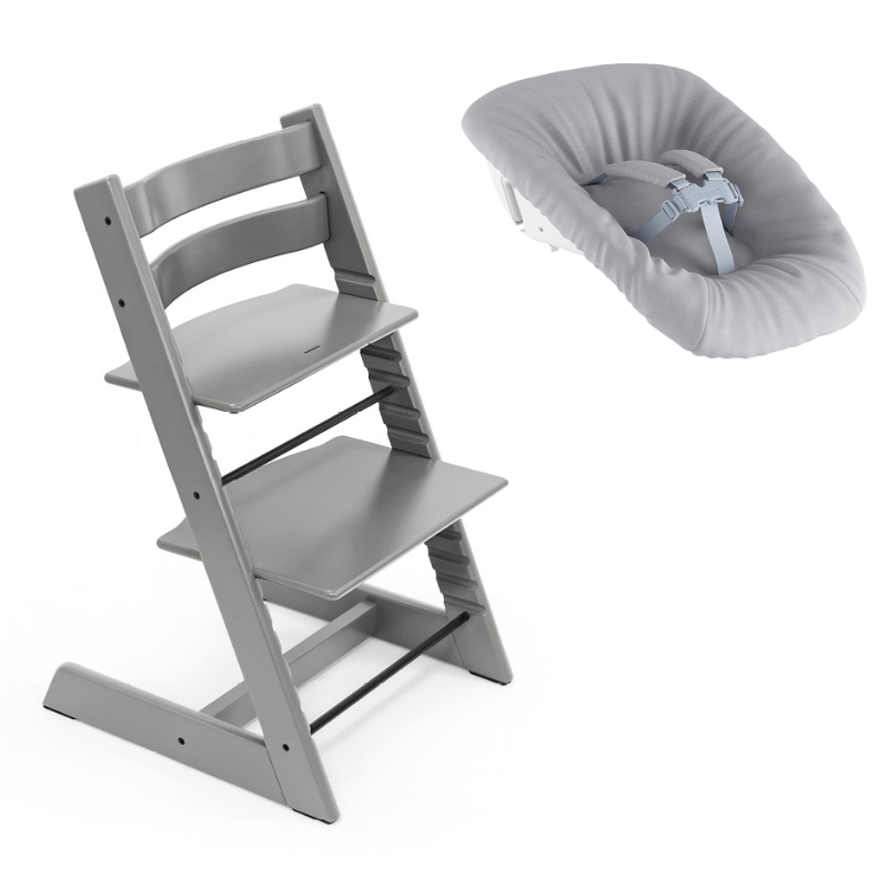 Stokke Promo Tripp Trapp Storm Grey con Newborn