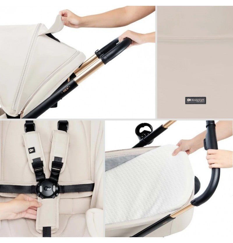 Kinderkraft Trio Passeggino ,Carrozzina,Ovetto e Borsa NEA 2 PLATINUM GREY
