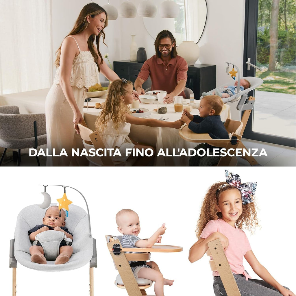 Seggiolone Enock In Legno Naturale 4 in 1 Con Sdraietta