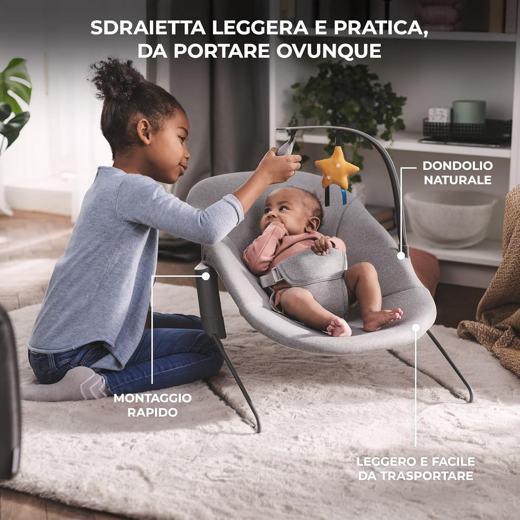 Seggiolone Enock In Legno Naturale 4 in 1 Con Sdraietta