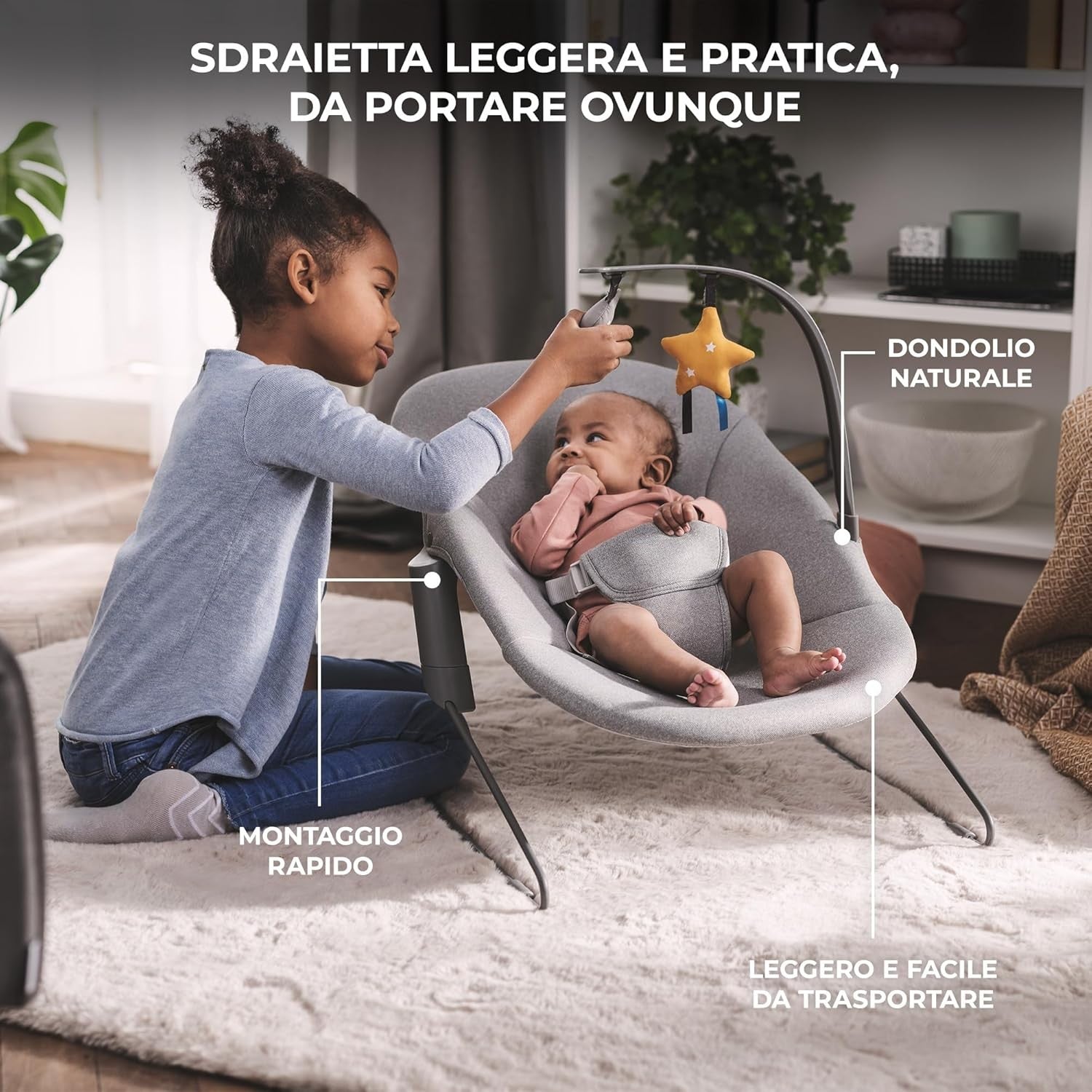 Seggiolone Enock In Legno Naturale 4 in 1 Con Sdraietta