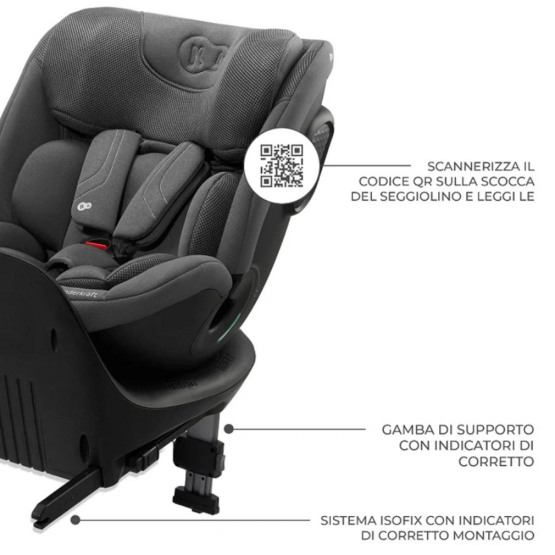 Kinderkraft Seggiolino auto 0-36kg XRIDER 2 I-size Grigio