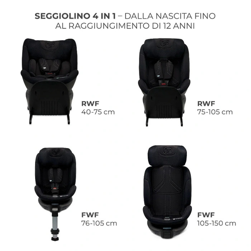Kinderkraft Seggiolino auto 0-36kg XRIDER 2 I-size Nero