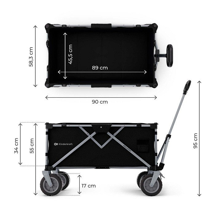 Kinderkraft Carrello da Trasporto Pieghevole ROLLSTER Nero
