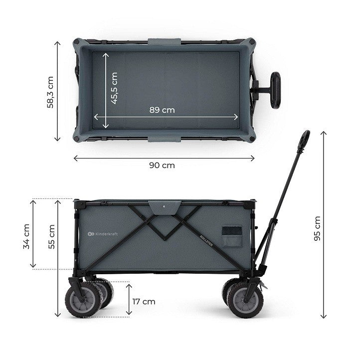 Kinderkraft Carrello da Trasporto Pieghevole ROLLSTER Grigio