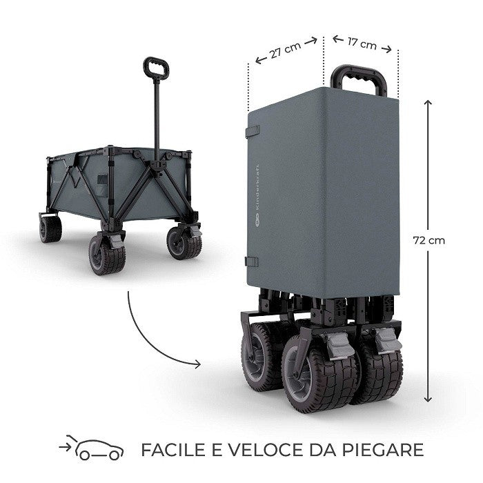 Kinderkraft Carrello da Trasporto Pieghevole ROLLSTER Grigio