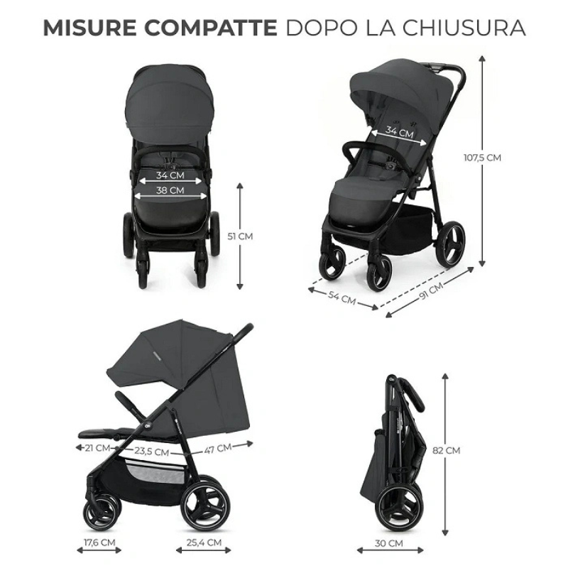 Kinderkraft Passeggino Leggero 0-25kg TRIG3 Grigio