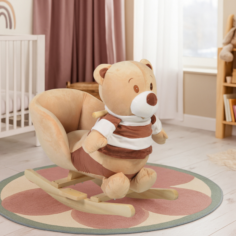 Moni Dondolo Plush Rocking Animal Bear Khaki