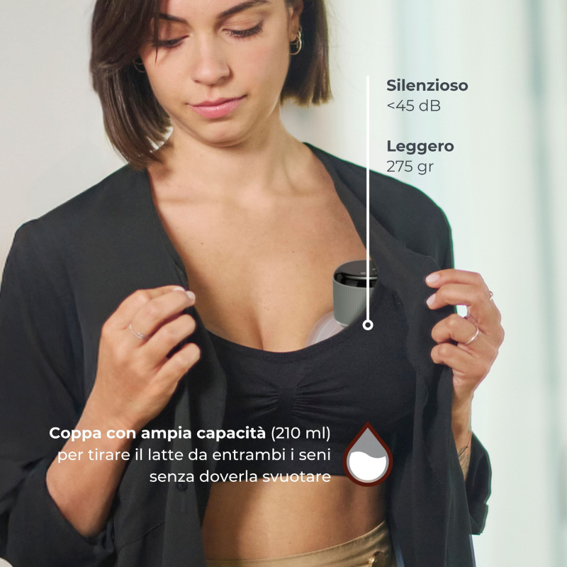Nuvita Tiralatte Elettrico Indossabile Singolo a 3 Fasi - Materno Comfort 1260W