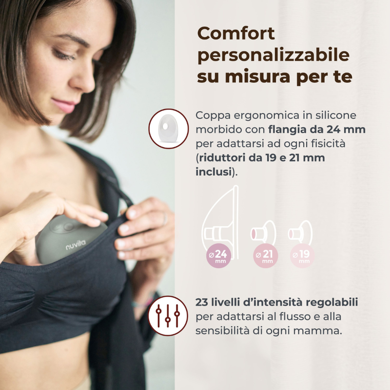 Nuvita Tiralatte Elettrico Indossabile Singolo a 3 Fasi - Materno Flow 1264W