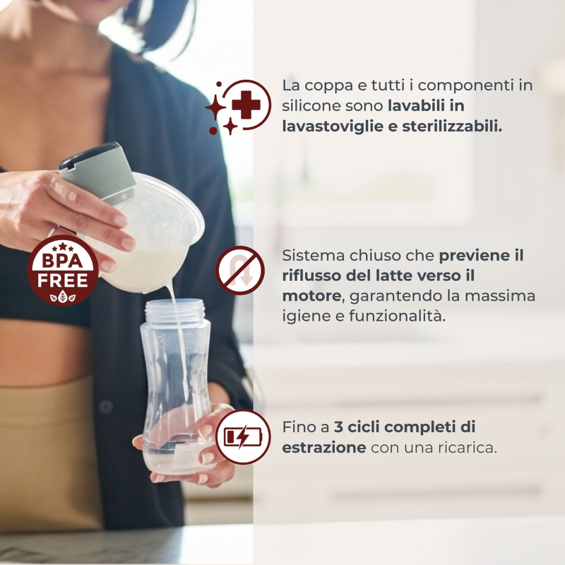 Nuvita Tiralatte Elettrico Indossabile Singolo a 3 Fasi - Materno Comfort 1260W
