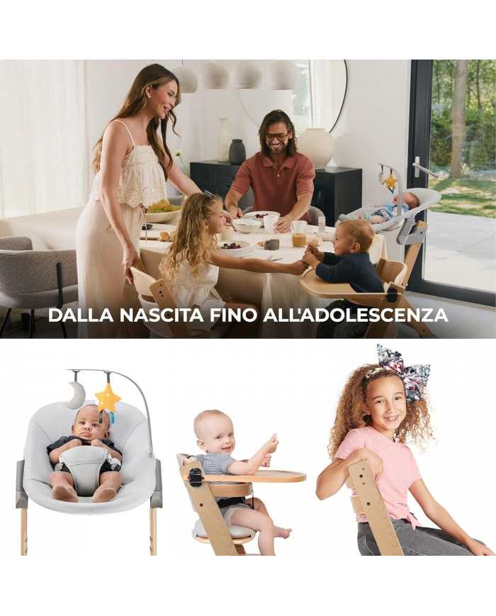 Seggiolone Enock In Legno Naturale 4 in 1 Con Sdraietta