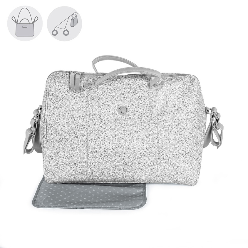Pasito a Pasito Borsa Fasciatoio Ecopelle Grigio - Linea Flower Mellow