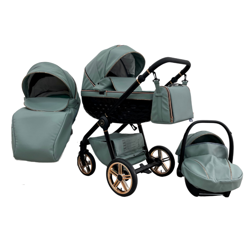 Trio ''CRYSTAL'' By Maison du Bebè col. Verde Veronese Tel.Oro Rosa